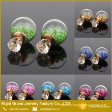 Cheap 12mm crystal pearl Bubble double ball earring studs